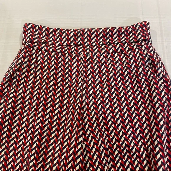 CAbi XS Geometric Wide Leg Crop Pants Red Navy High Rise Boho (flaw) - Picture 6 of 9